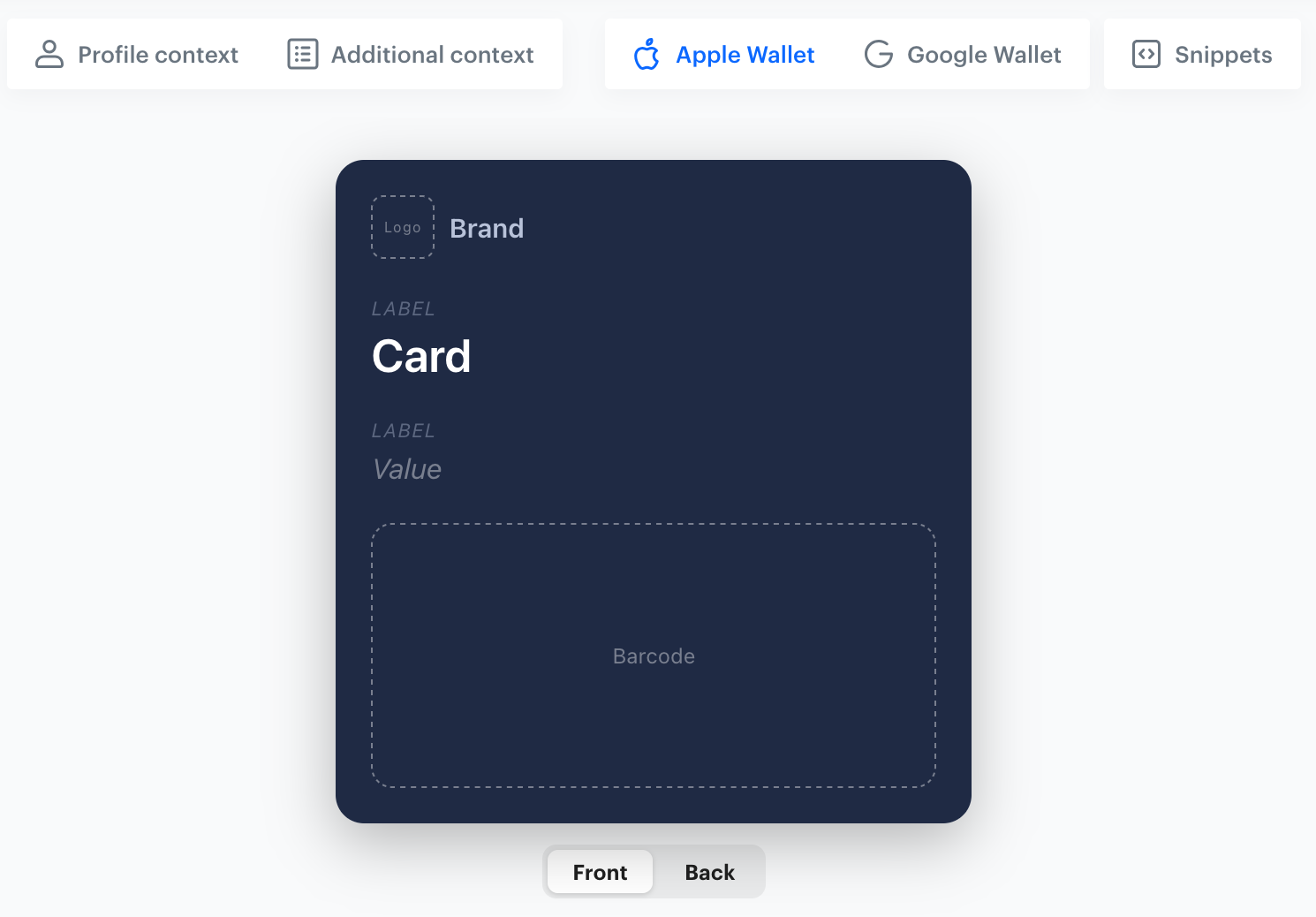 Wallet pass preview area