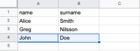 "Upload Data to Spreadsheet" node — Synerise Documentation