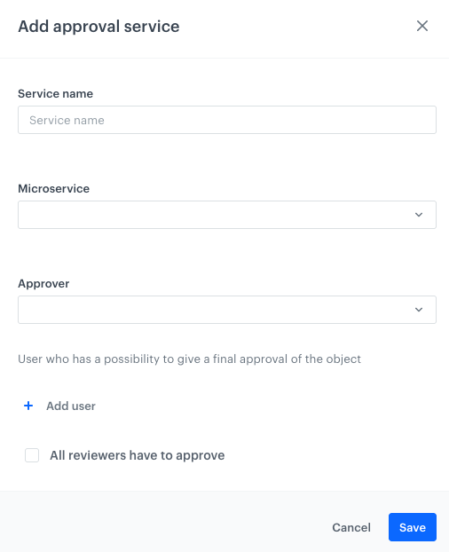 Configuration form of approval service