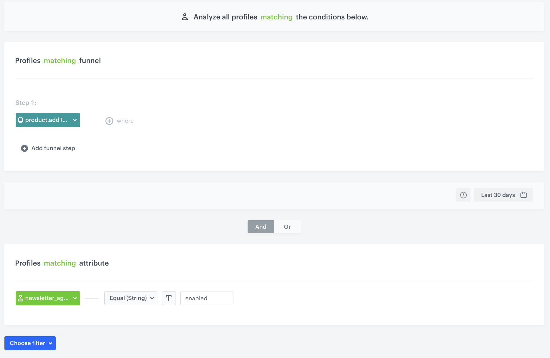 Configuration of the Profile Filter