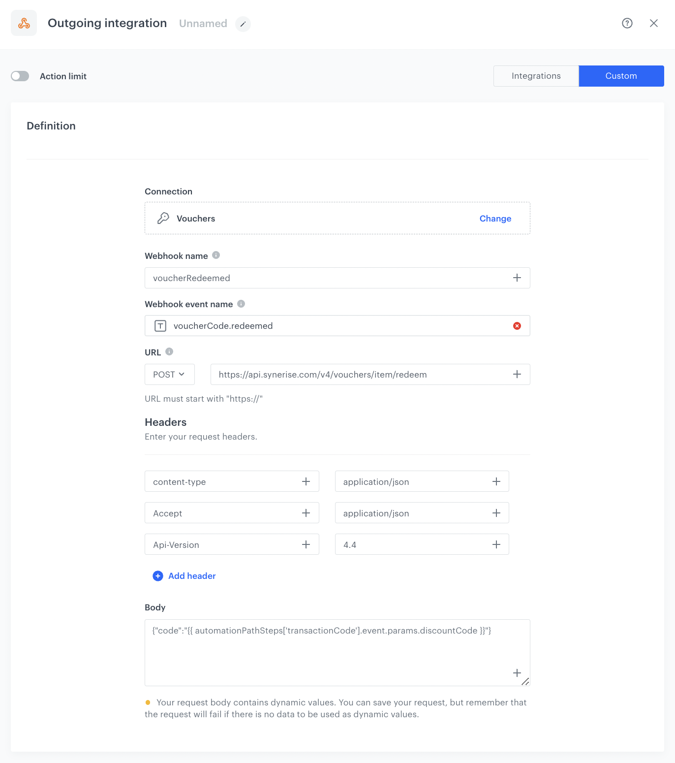 Voucher-based referral program — Synerise Documentation