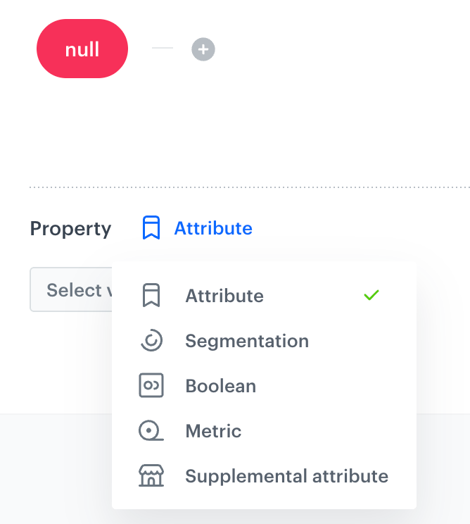 A dropdown for the Attribute category