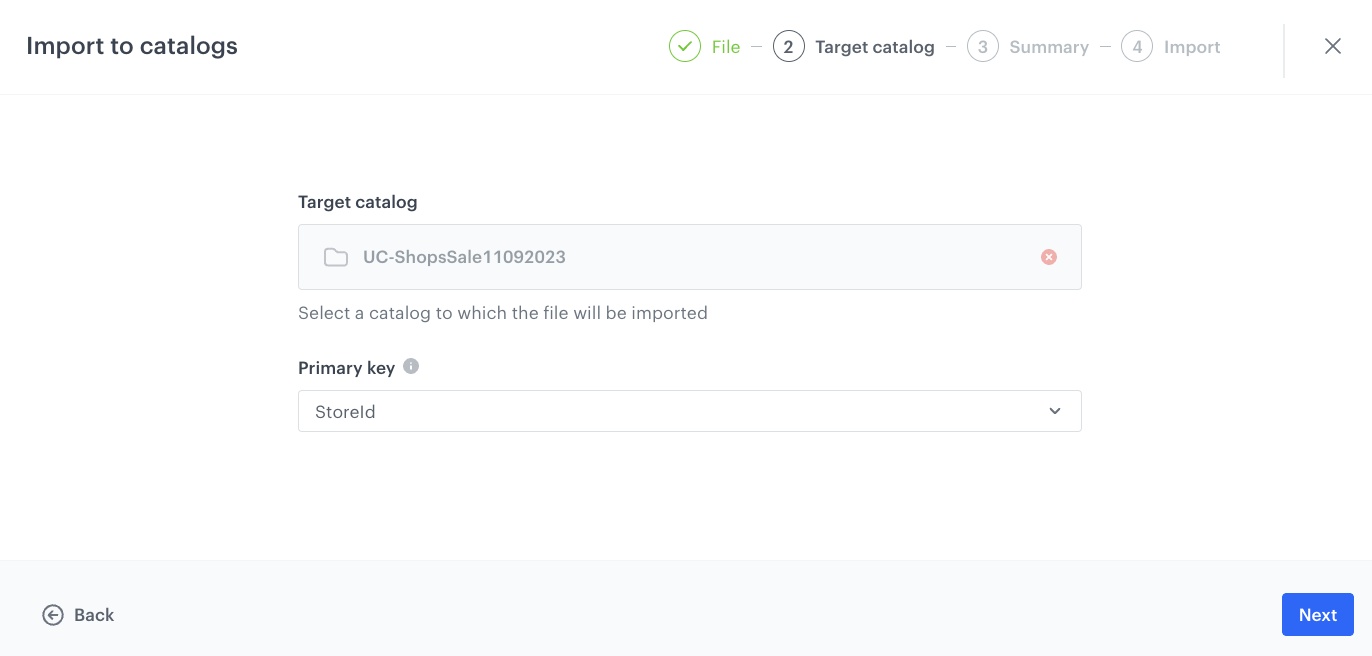 Catalog primary key configuration