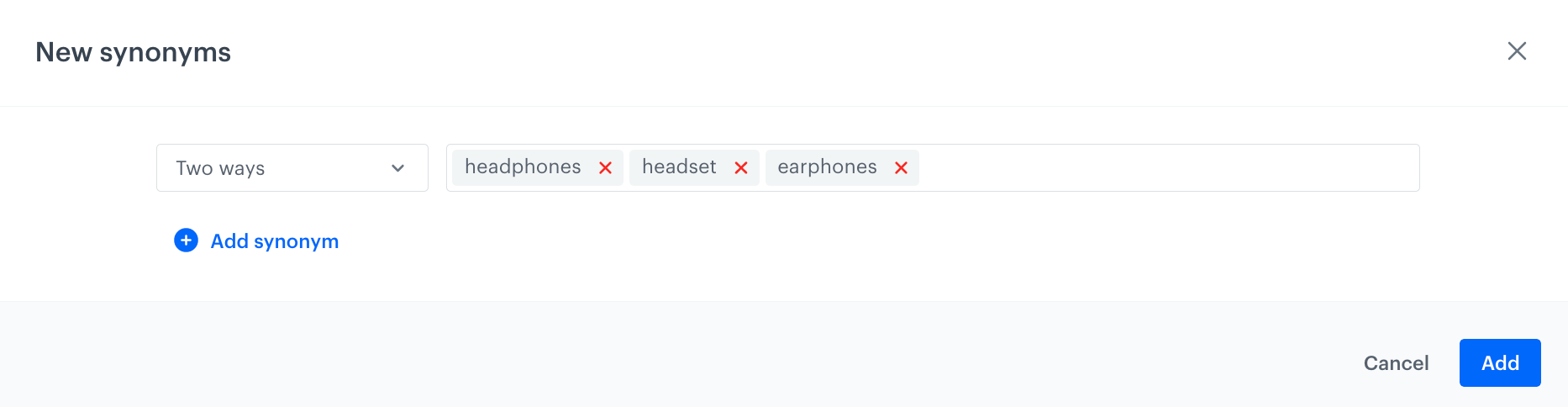 Example of synonym conditions