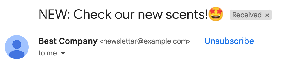 Unsubscribe Example List-Unsubscribe header — Synerise Documentation