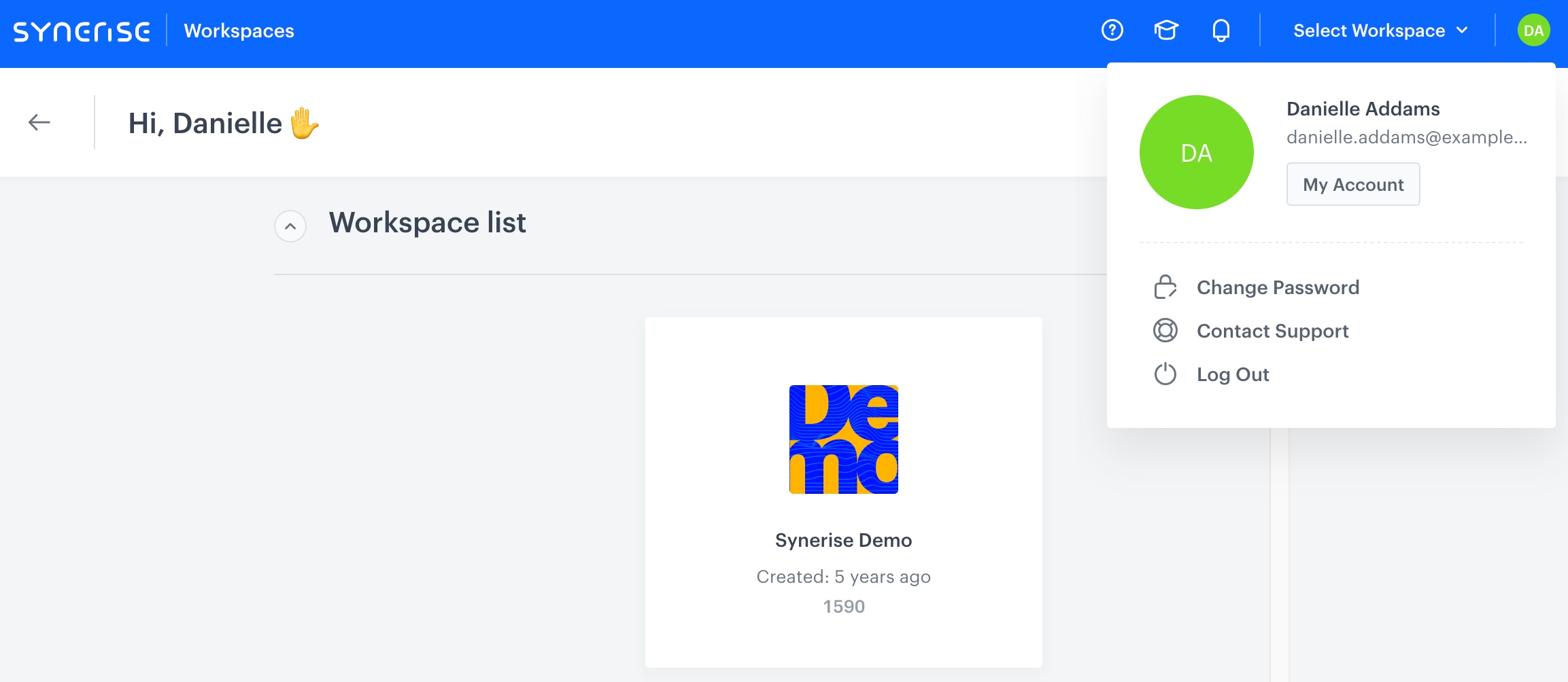 Workspace list view