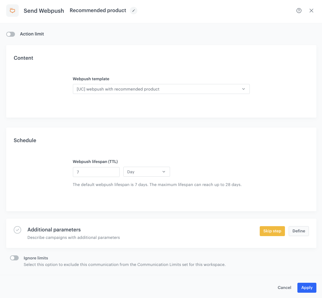 Web push with recommended products — Synerise Documentation