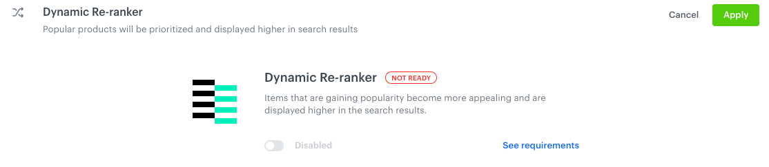 Default state of the dynamic re-ranker feature