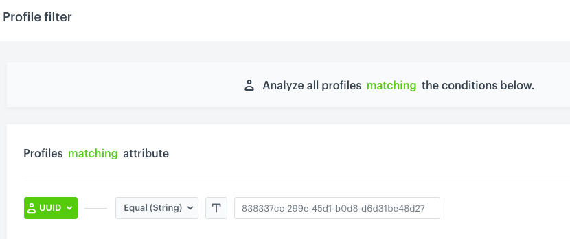 A user with the specific UUID is selected