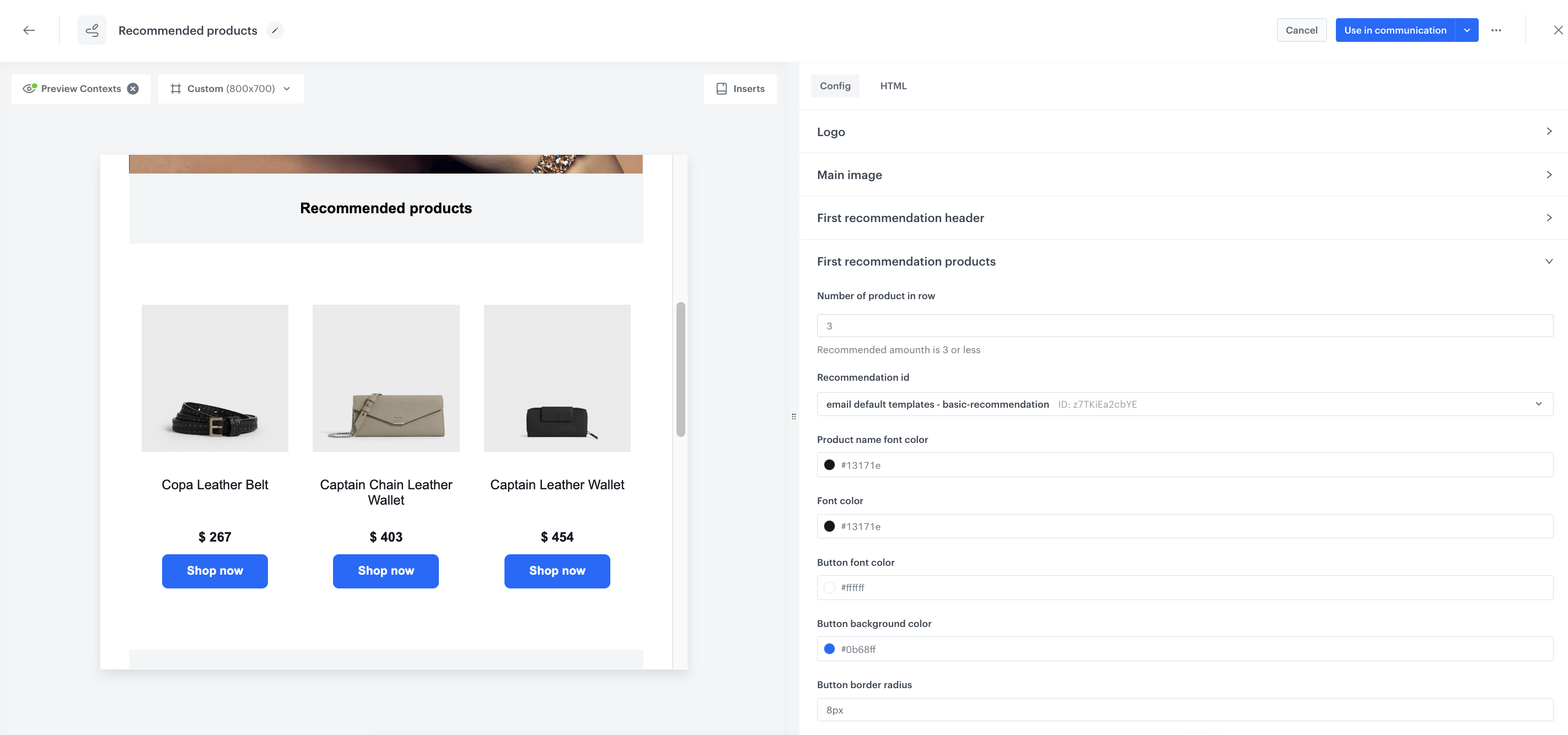 The view of the Edit form in the Config tab