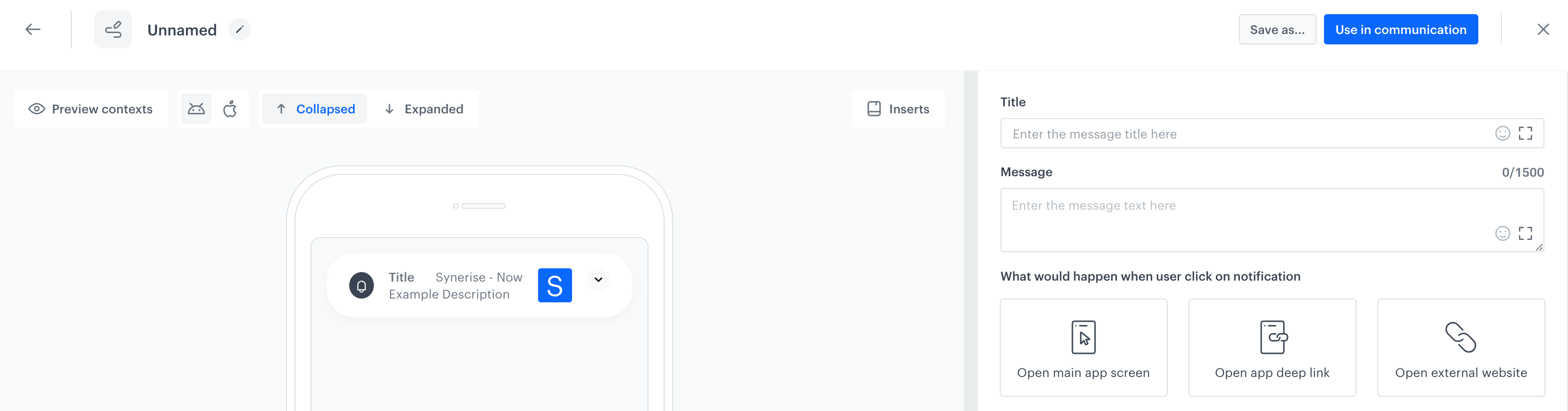 Visual builder for push notification templates