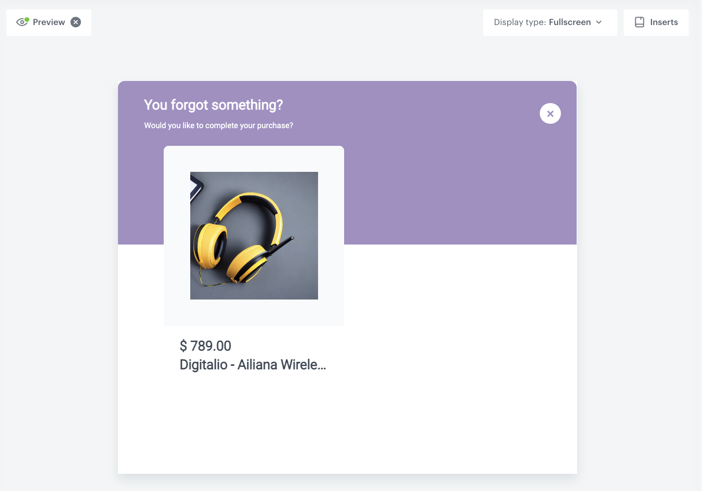 The view of in-app schedule and display configuration