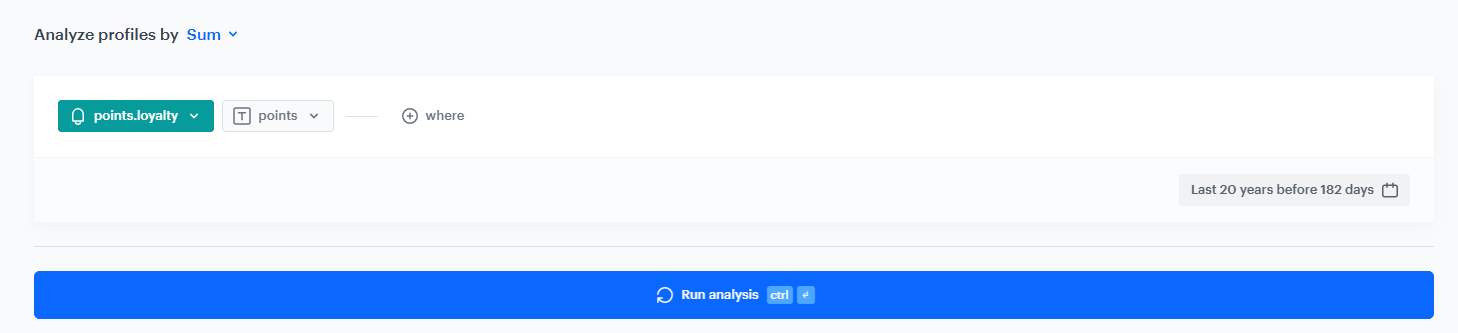 Decision Hub aggregate summing points.loyalty events from 20 years ago up to 182 days before today to identify historically earned points eligible for expiration