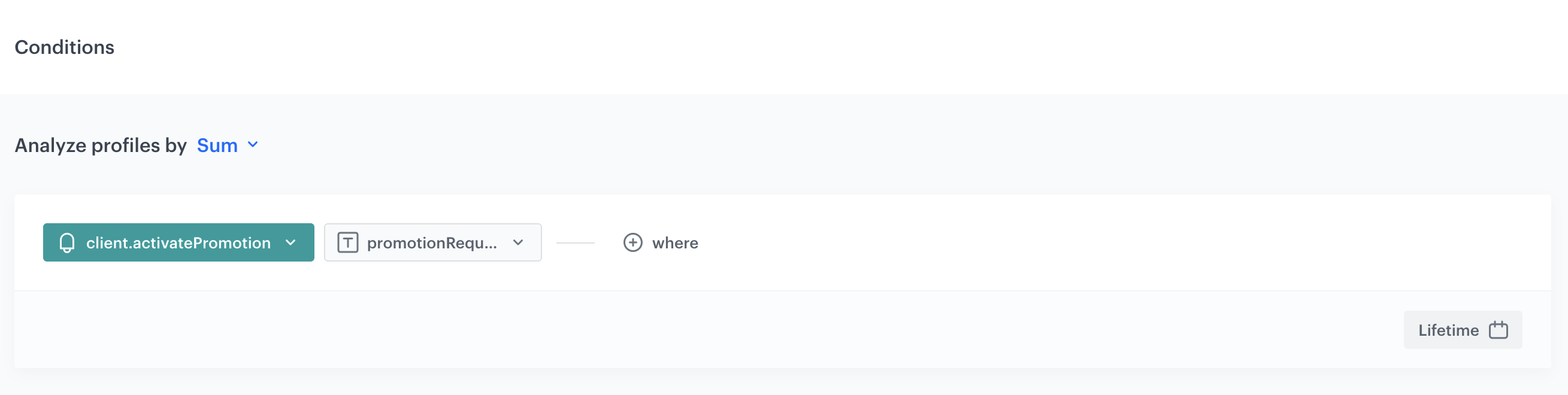 Decision Hub Sum aggregate counting total redeemed points from client.activatePromotion events over a customer's lifetime