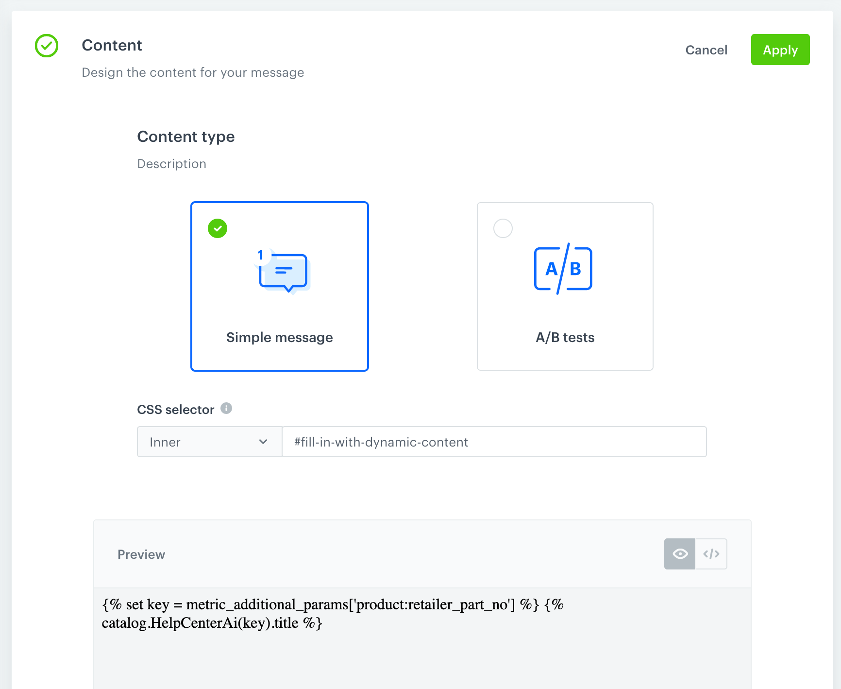 Configuration of the example
