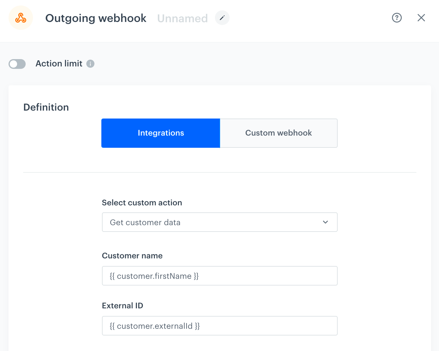 Example webhook node