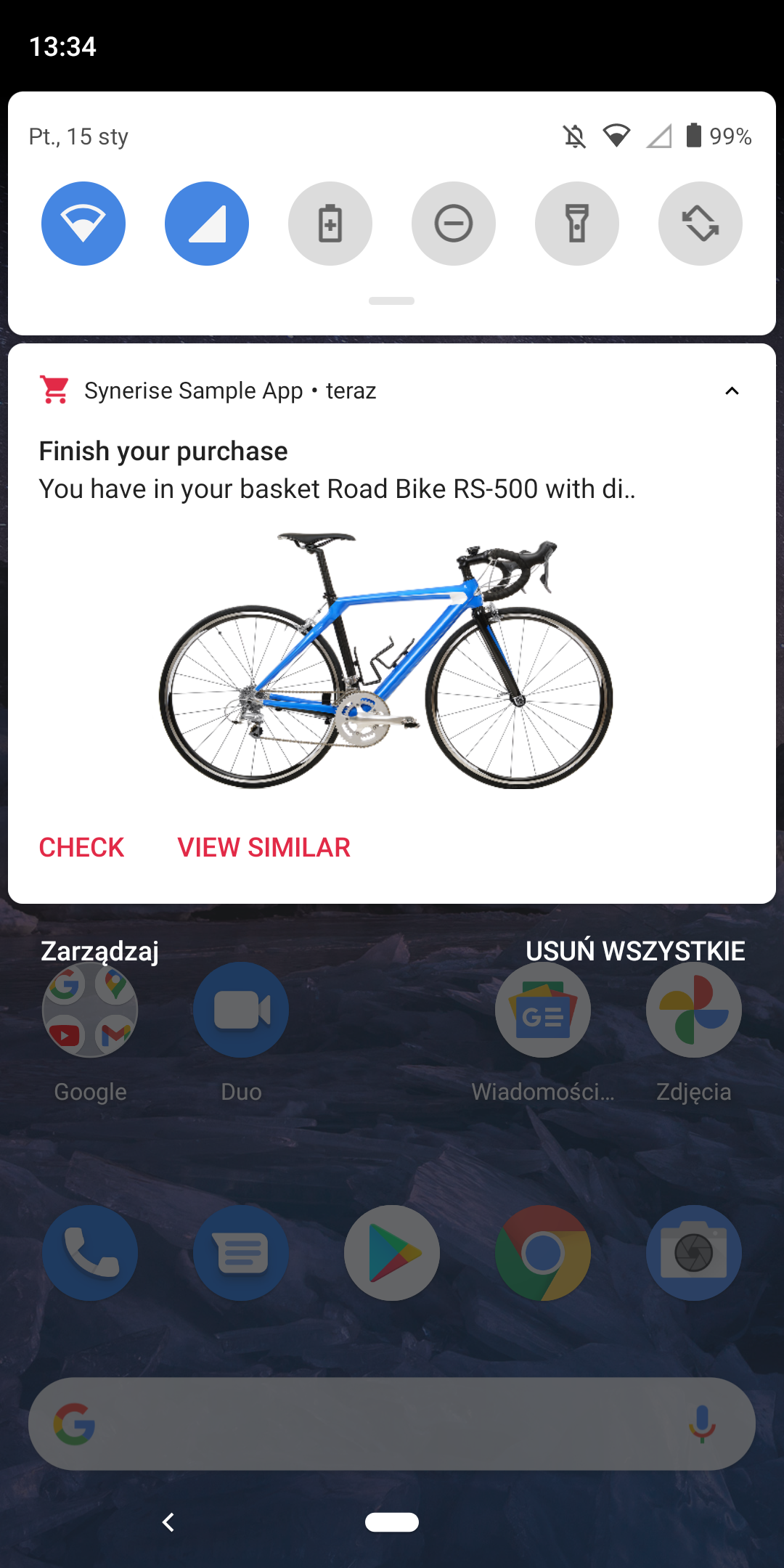 Expanded simple push notification