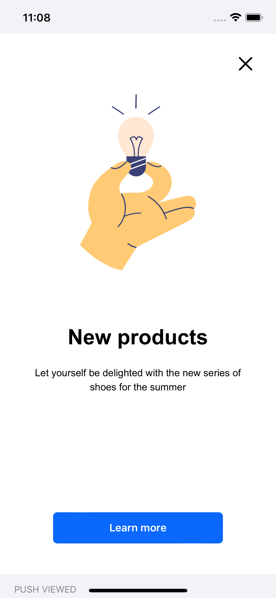In-app message campaign example