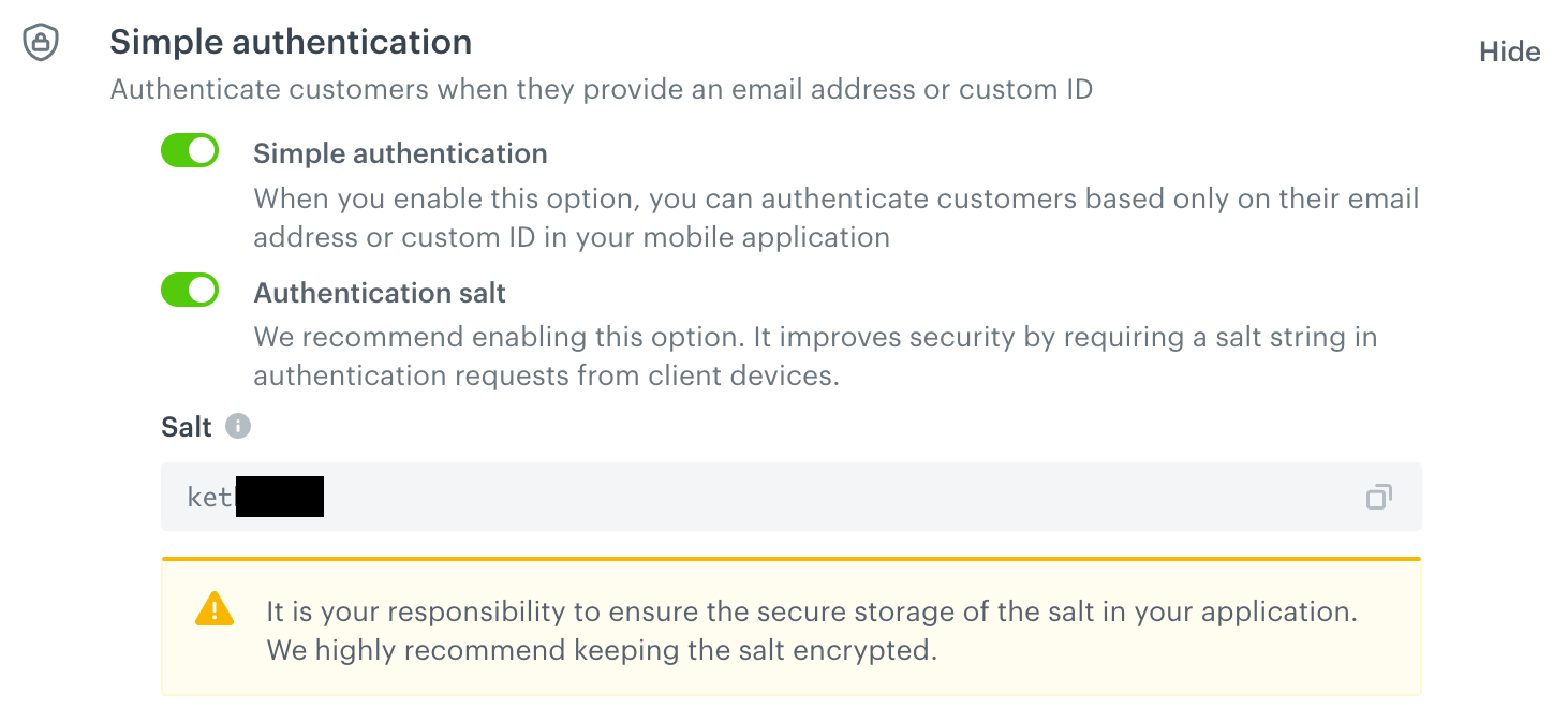 Simple Profile Authentication with salt enabled (recommended)