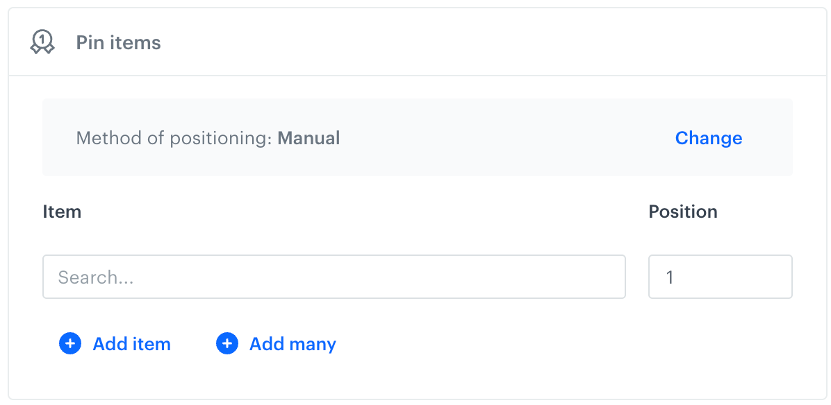 Configuration of the Pin items consequence