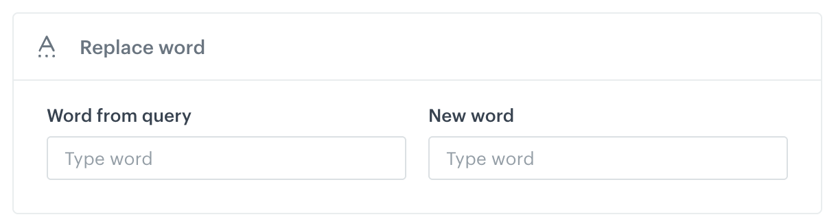 Configuration of the Replace word consequence