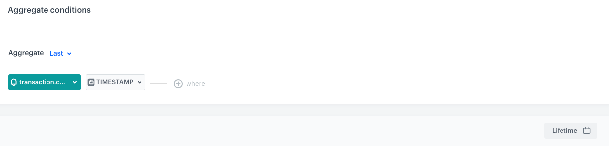 The configuration of the aggregate that returns the timestamp of the latest transaction