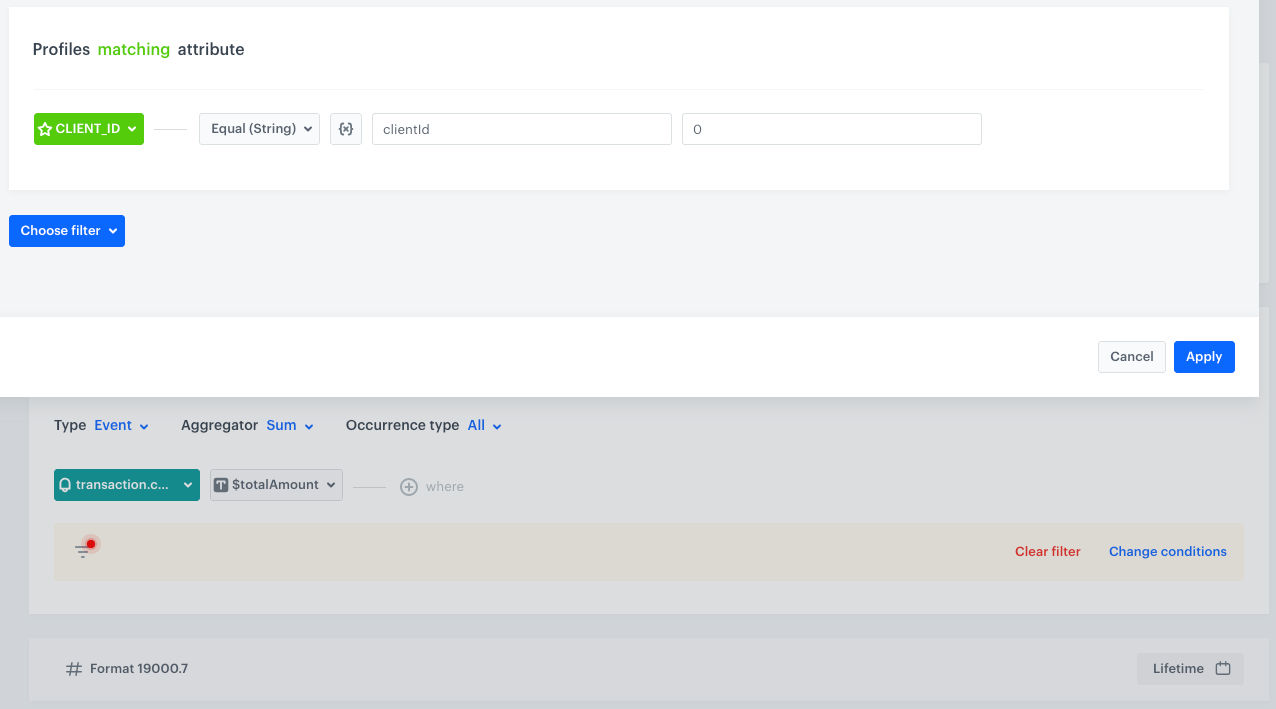 The configuration of the metric that contains dynamic key parameter