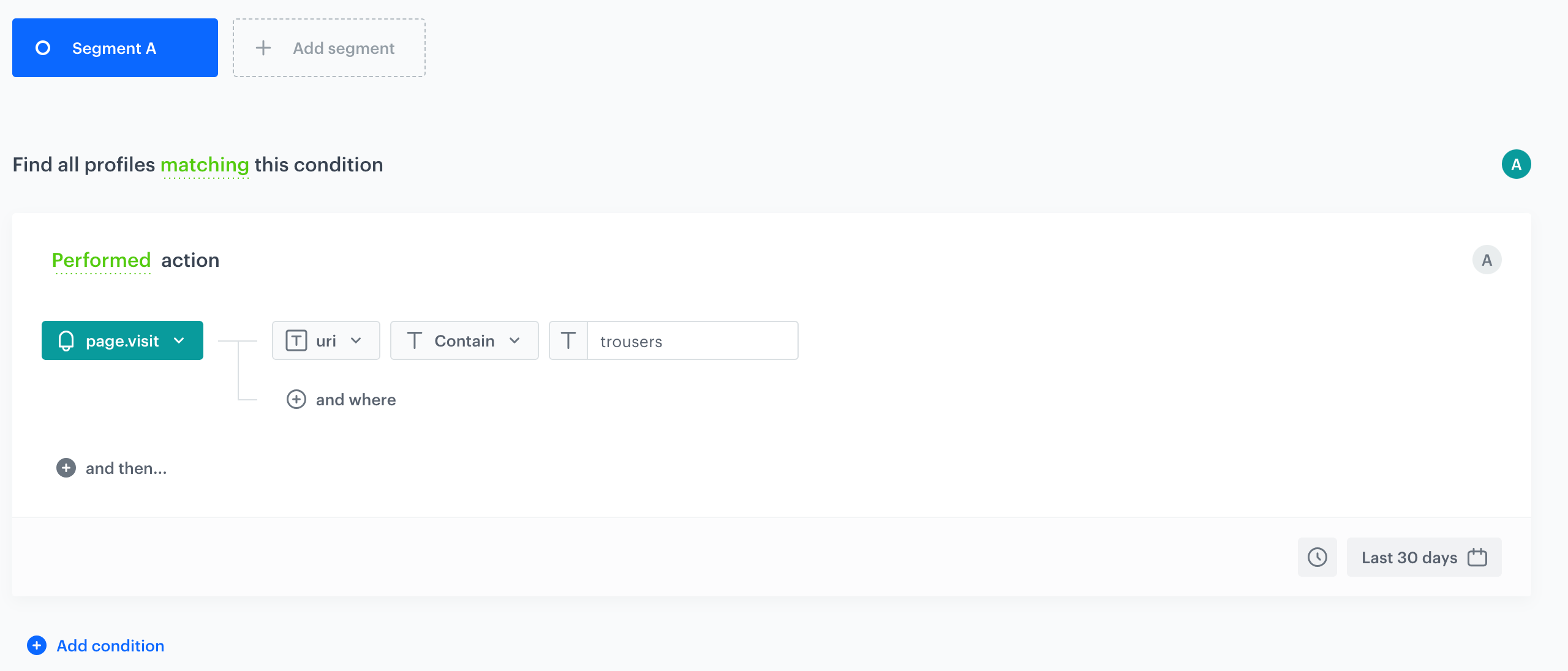 Including only customers who visited website whose URL contain a specific word