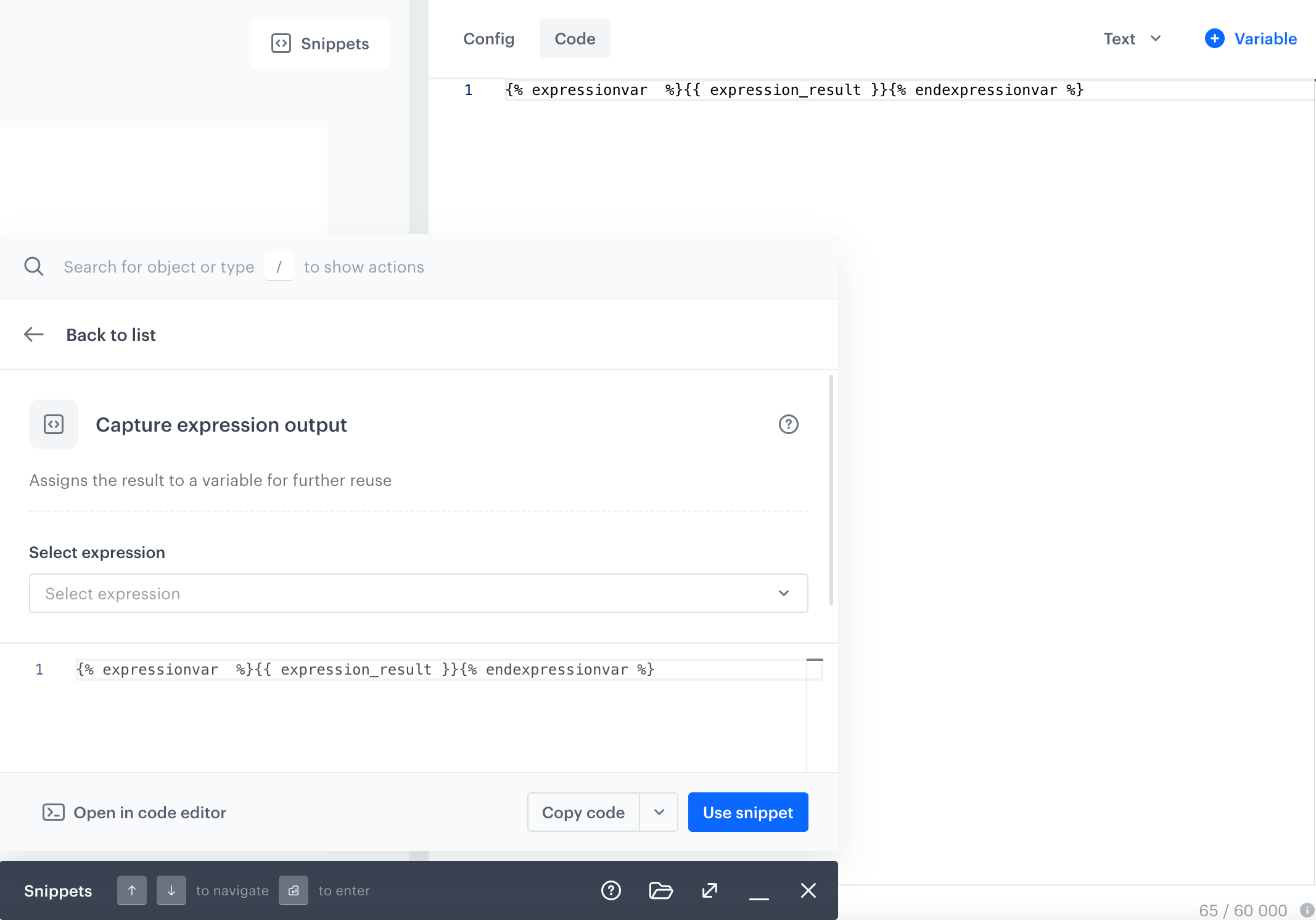 Adding predefined snippet