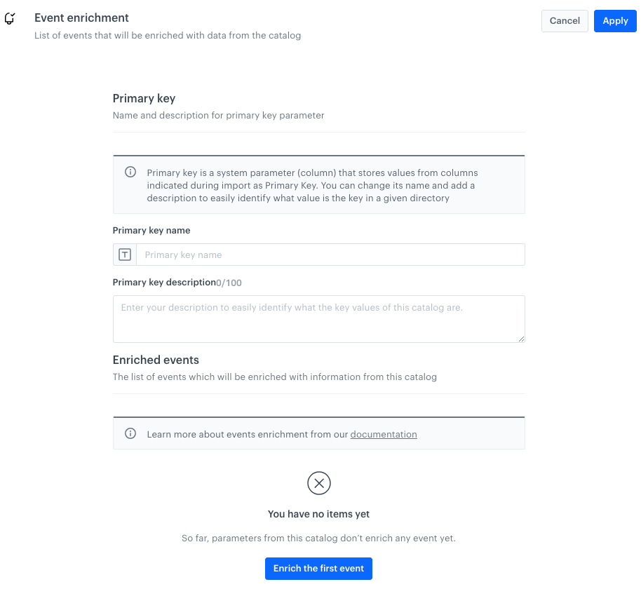The Event enrichment section