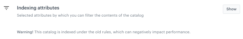 Information that a catalog uses old indexing
