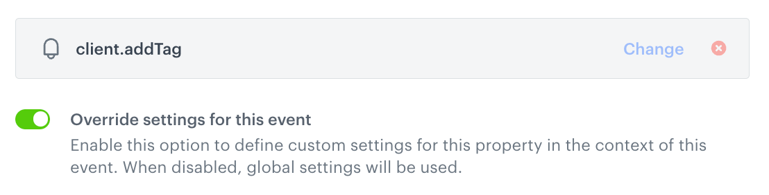 The Override settings for this events toggle