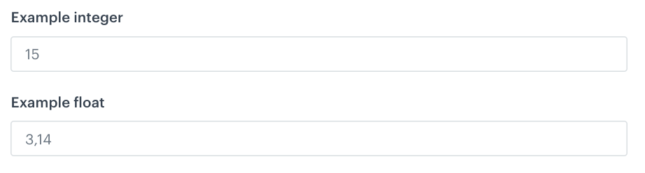 Two variants of the number field in the record editor