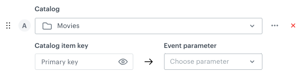 Catalog item key and Event parameter fields