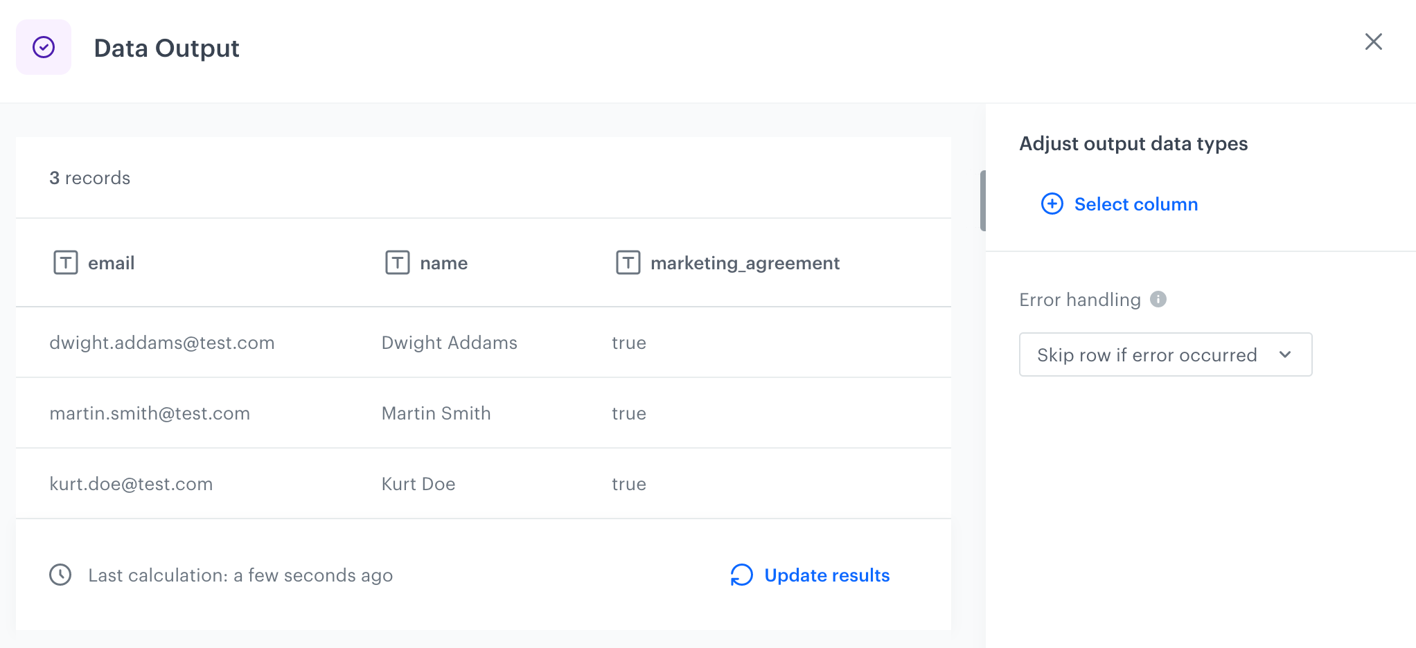 Preview of the file in Data Output