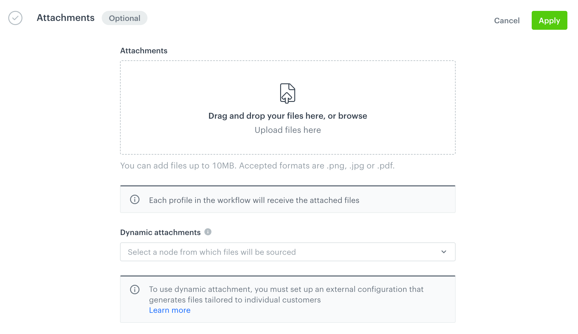 Dynamic attachment field