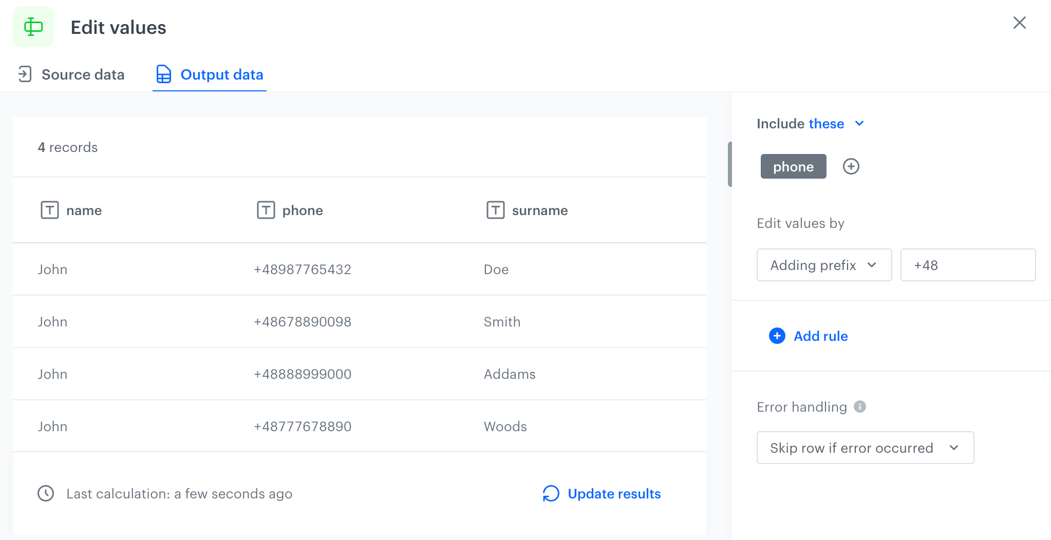 Configuration of the node