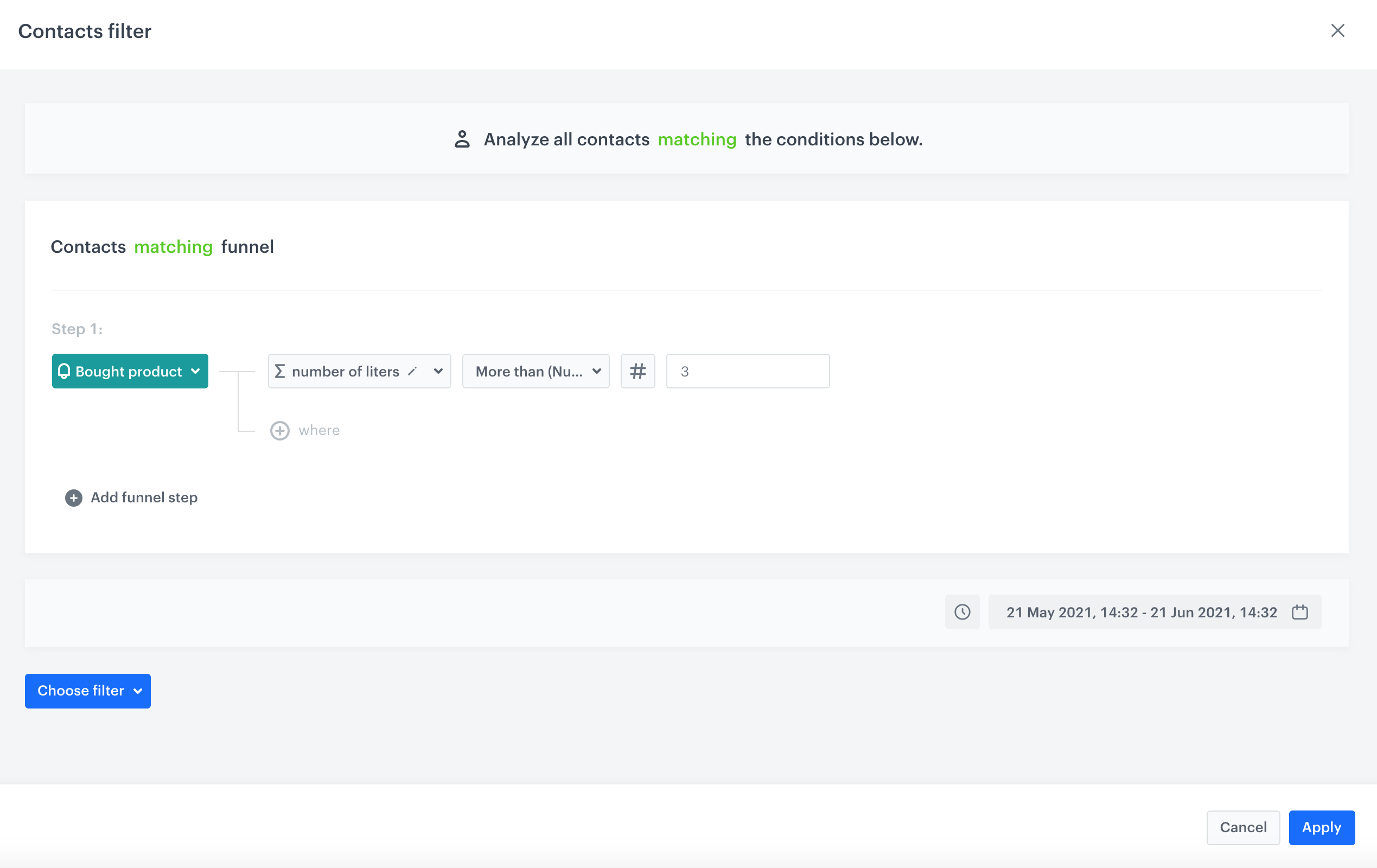 Selecting the group of customers in the Audience node