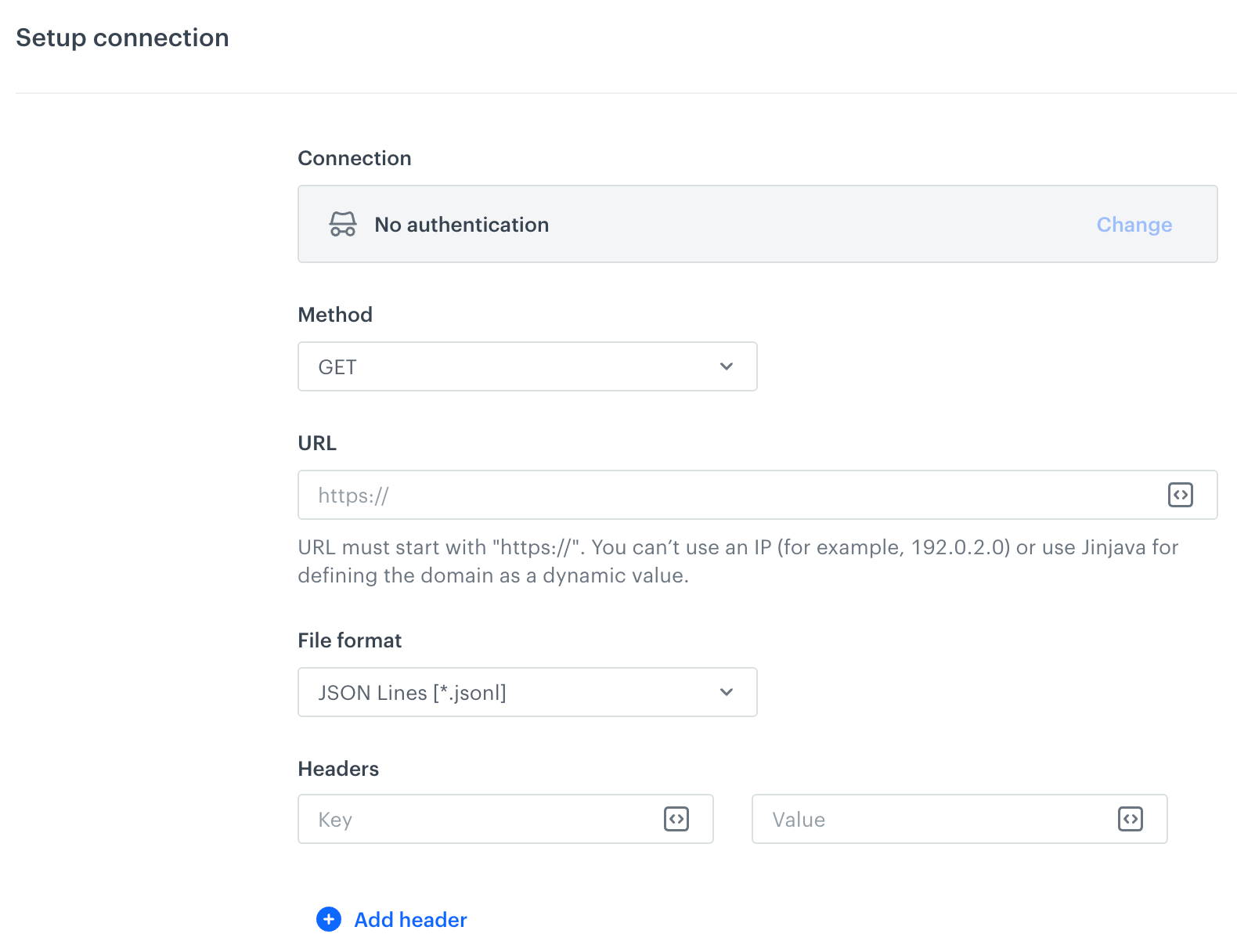 A blank form for the HTTP Get File node