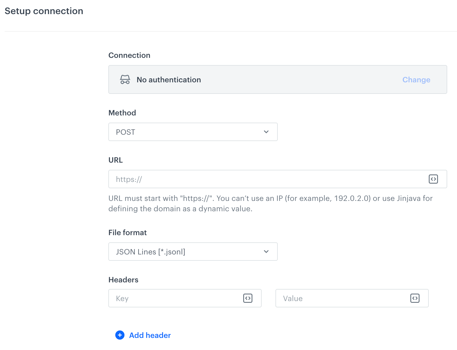 A blank form for the HTTP Send File node