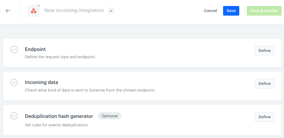 Blank configuration form