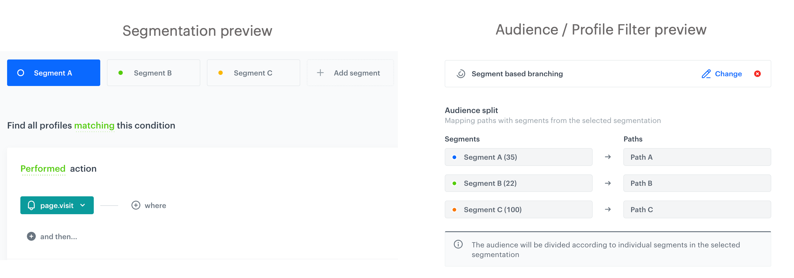 Default segment path mapping in the settings of the Audience/Profile Filter node