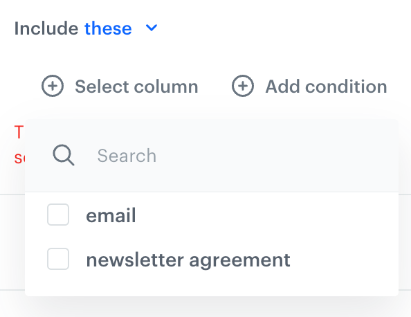 Select column option