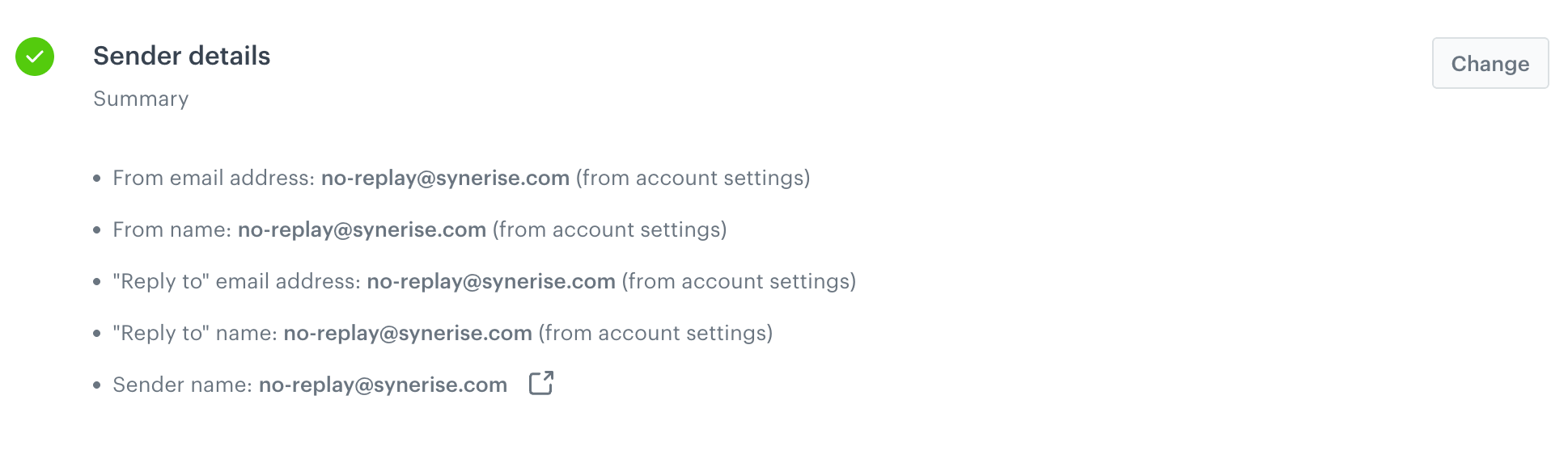 The Sender Details section is filled out by default