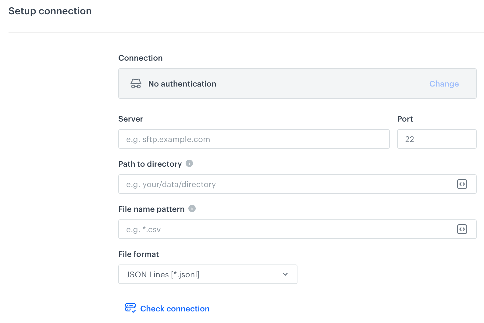 A blank form for the SFTP Get File node