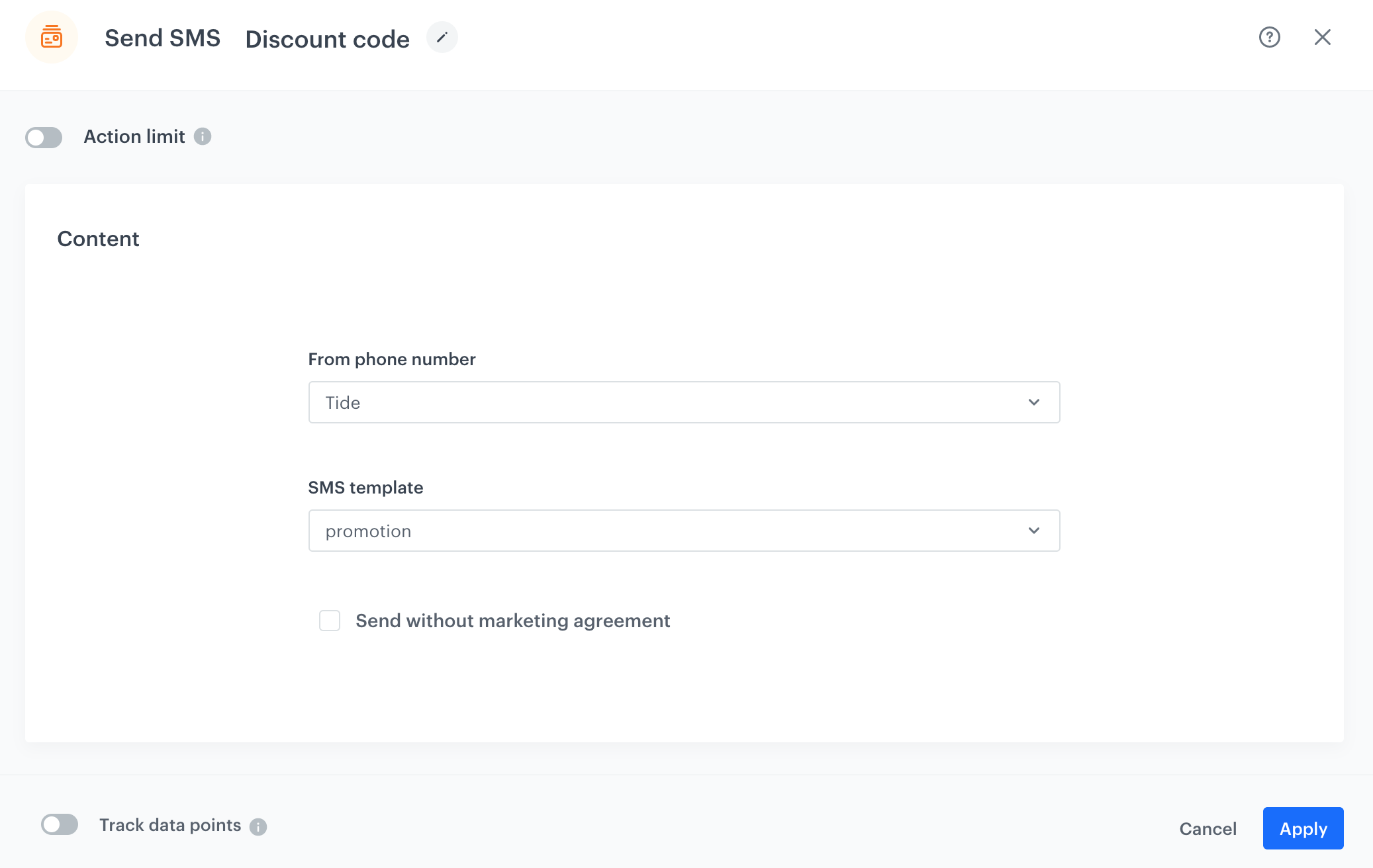 Selecting the group of customers in the Audience node