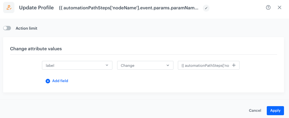 Event context used in Update Profile