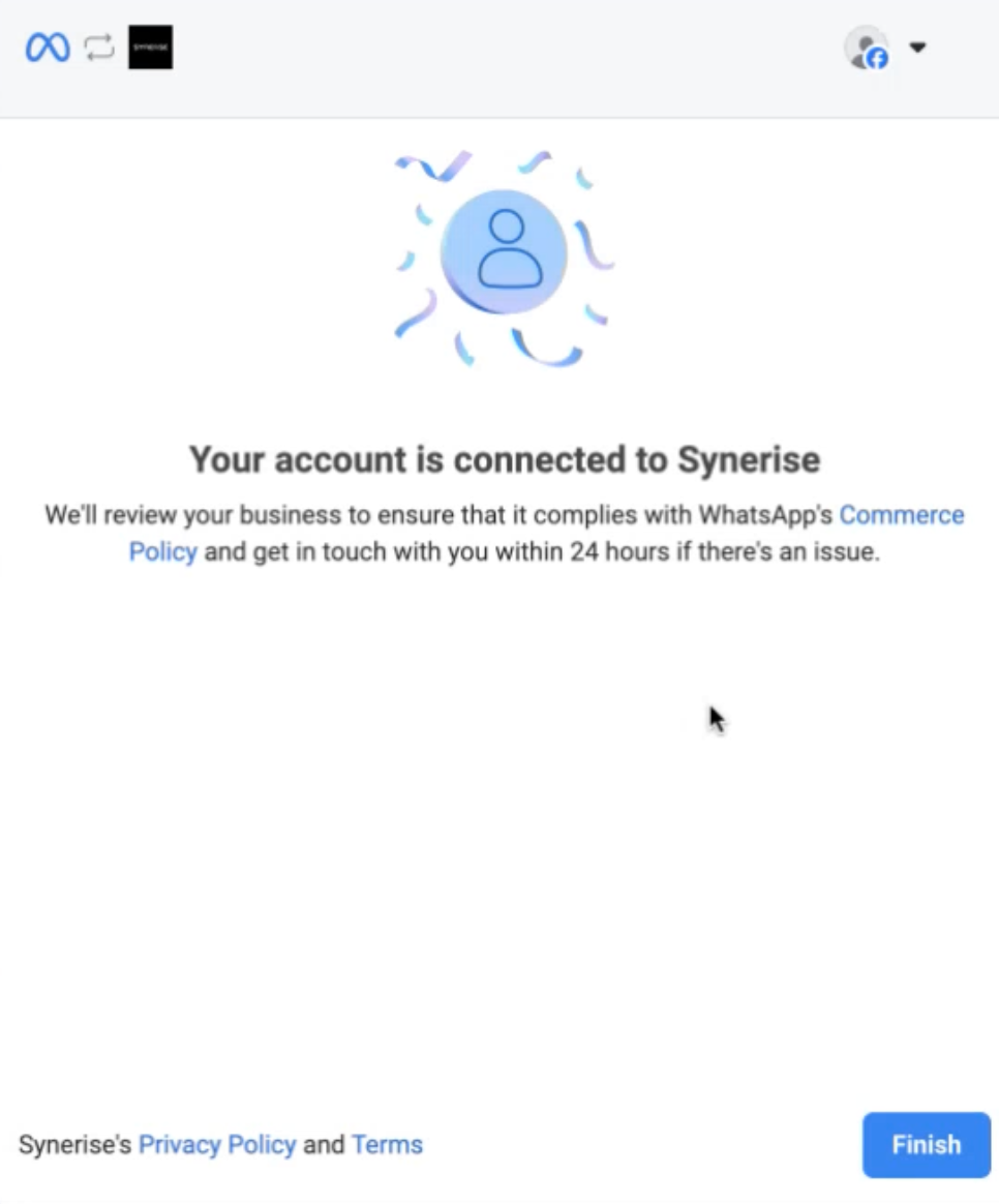 WhatsApp account and Synerise are connected