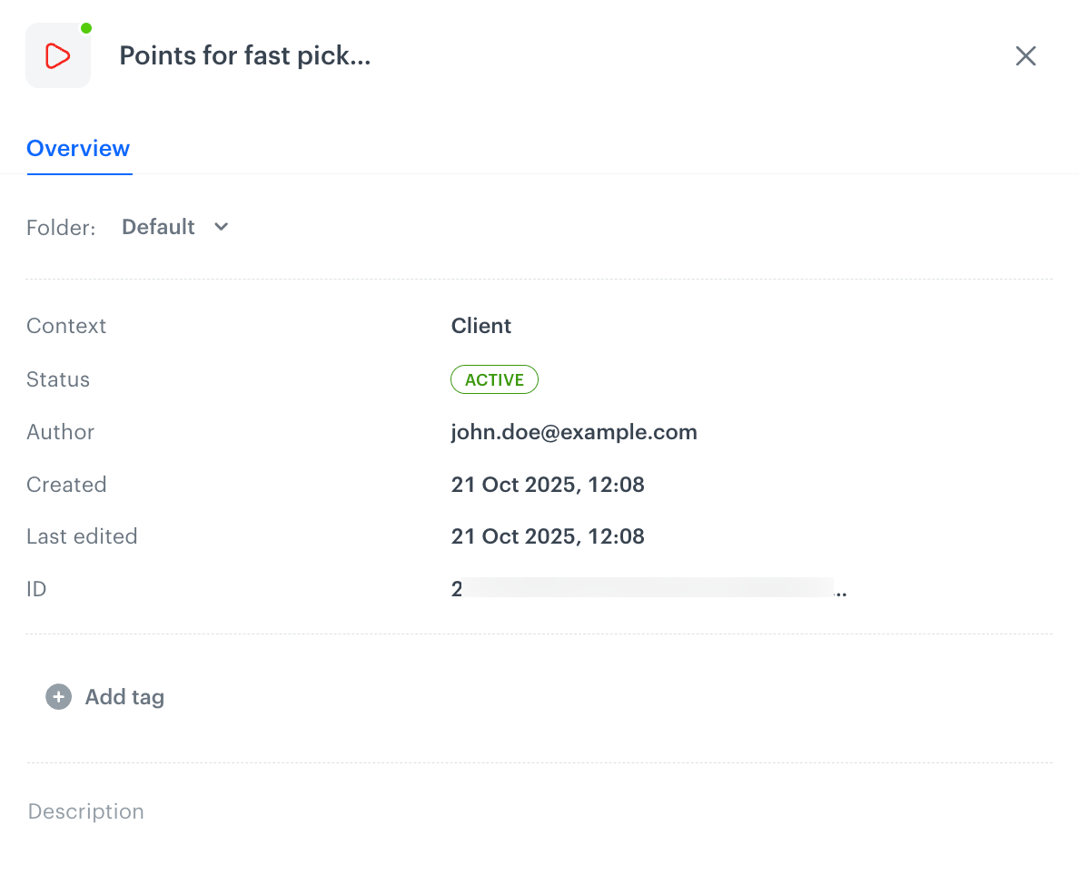 Example workflow details