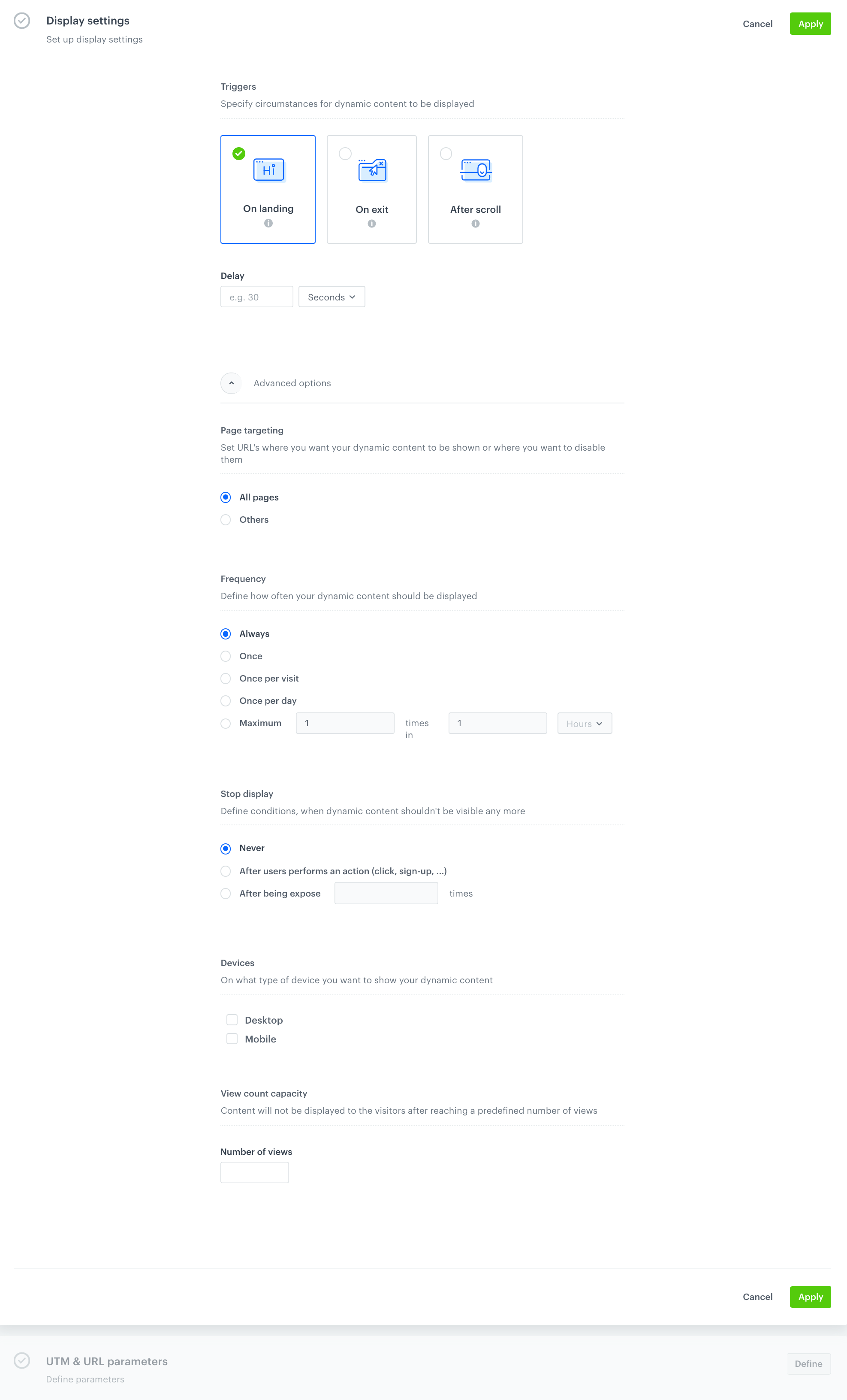 Display setting section